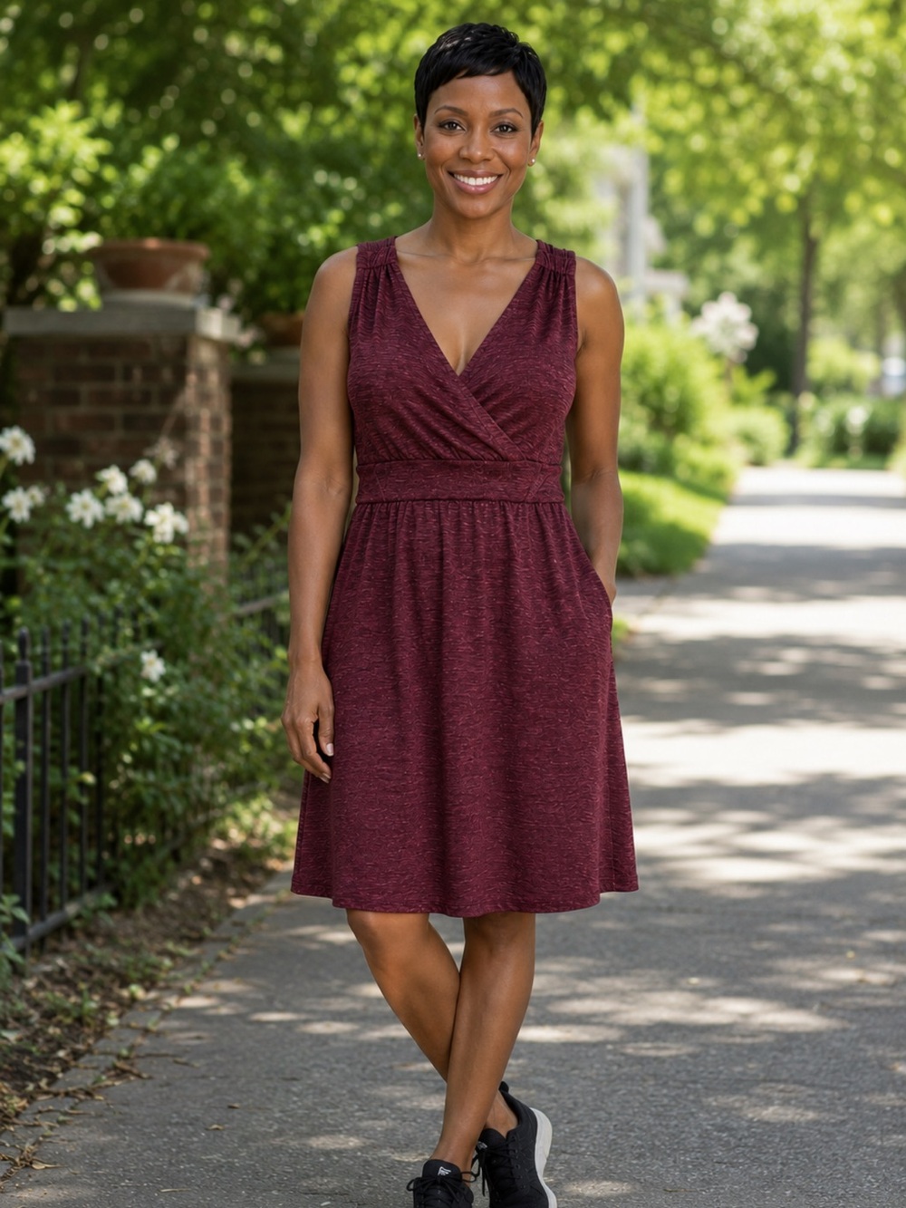 Eddie Bauer Plum Performance pull over Midi Dress
